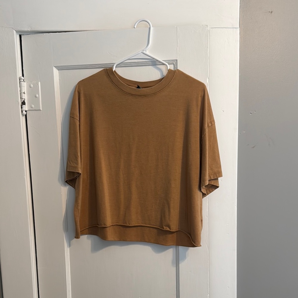 Wild Fable Tan Boxy Crop T-Shirt Short Sleeve